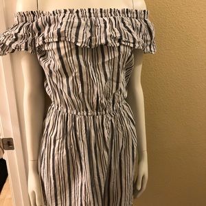 Gray and White Strapless Dress